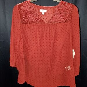 Elegant Red Lace 2- Piece Women's Top
